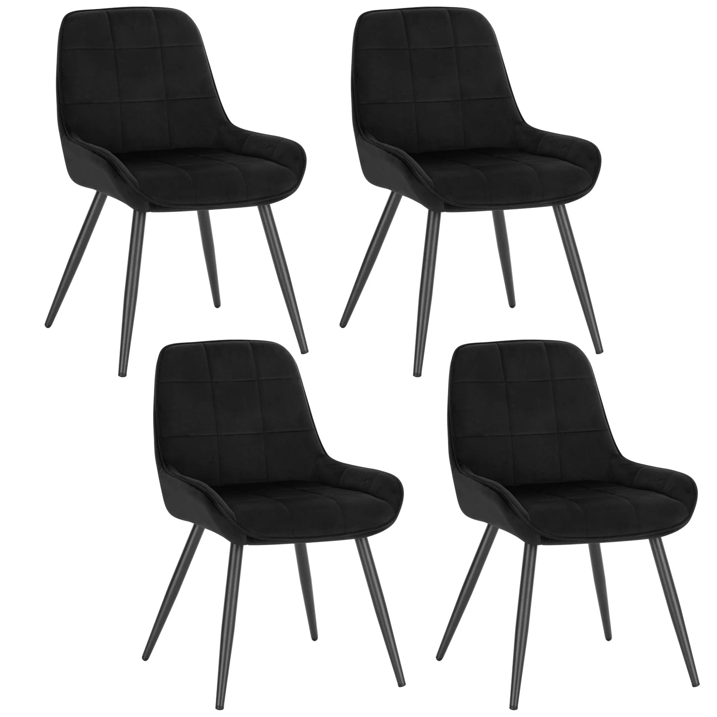 Set van 4 Ergonomische Scandinavische Eetkamerstoelen – Velvet Stoelen met Rugleuning