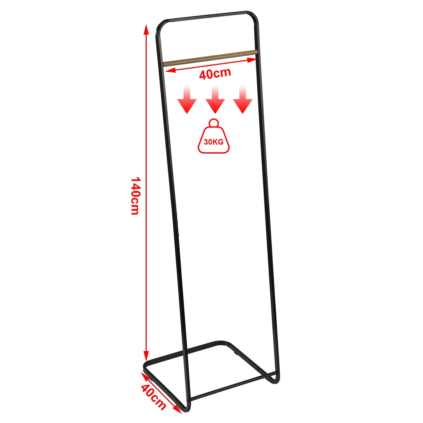 Metalen Kledingrek met Houten Hangrail – Stijlvolle Staande Kledingstandaard voor Slaapkamer & Wasruimte