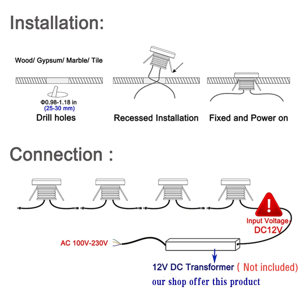 12V LED Deck Lights – Waterdichte Inbouwverlichting voor Tuin, Trap & Terras