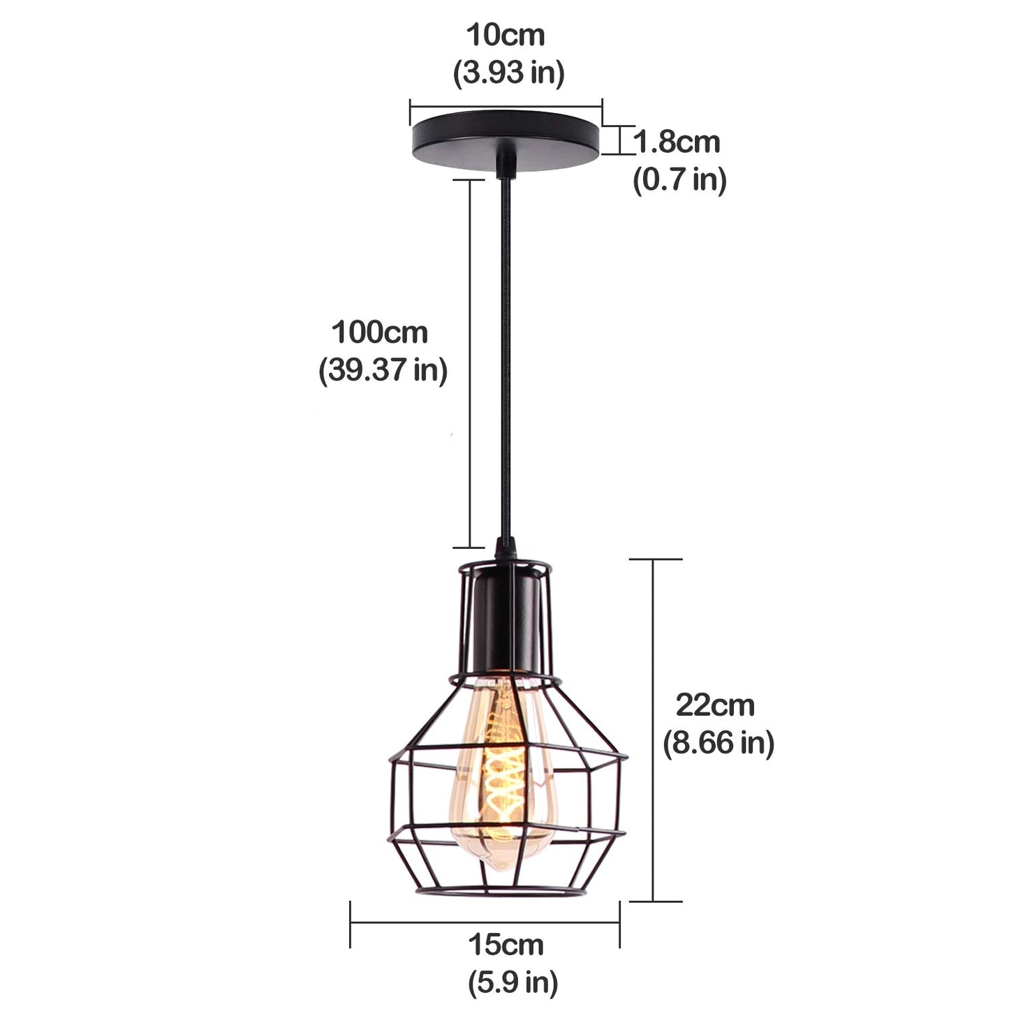 Nordicz Retro Ljus N0010820 hanglamp mat zwart - Design Meubelz