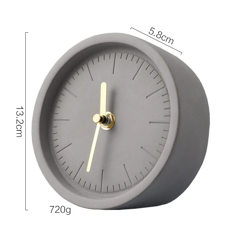 Nordic Cementen Bureauklok – Minimalistische Ronde Tafelklok – Stijlvolle Home Decoratie