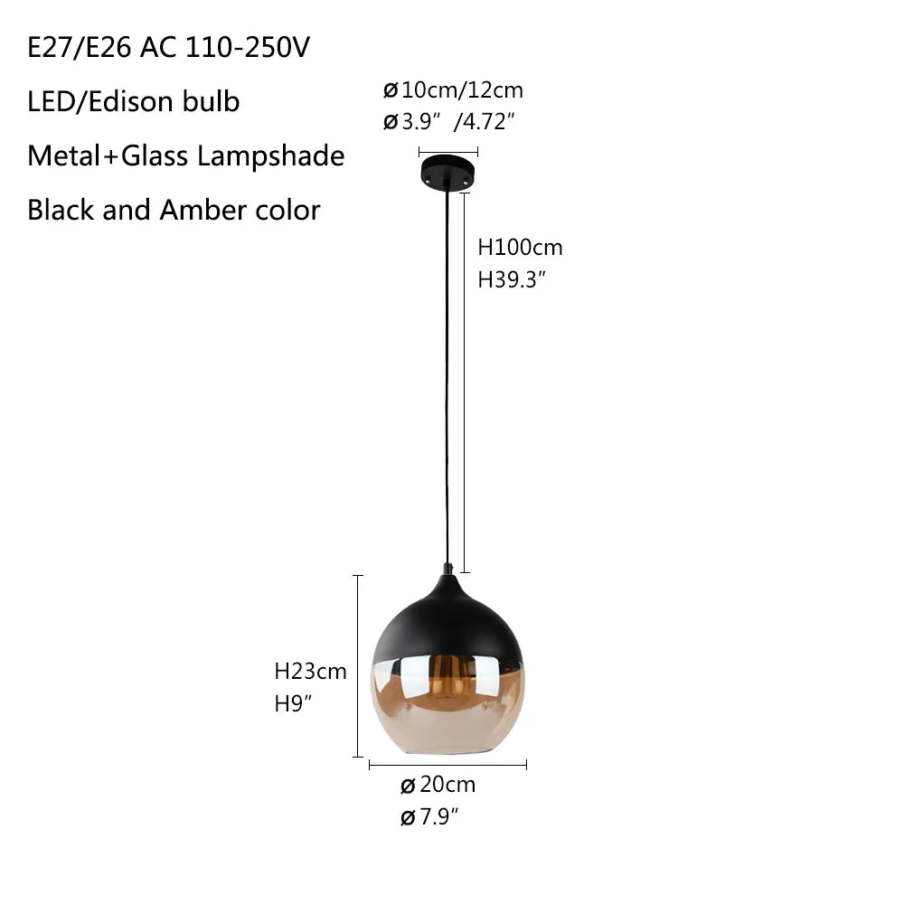 Nordic Loft Hanglamp – Moderne Glas Pendelverlichting – E27 Fitting voor Keuken, Restaurant & Woonkamer