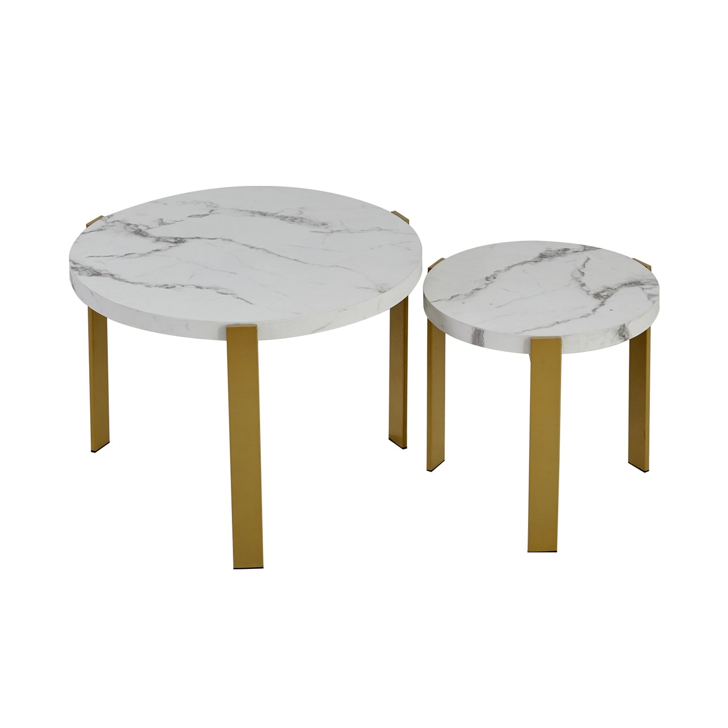 Nordicz Chic marmeren bijzettafel set 2 stuks goud - Design Meubelz