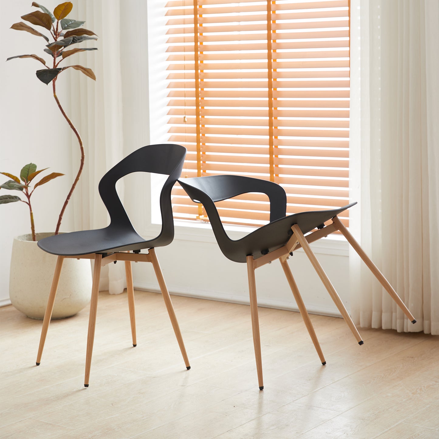 Nordicz Design eetkamerstoelen houten poten set 6 stuks - Design Meubelz