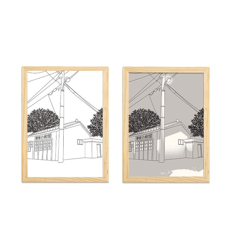 Lichtgevend schilderij houten lijst - Design Meubelz