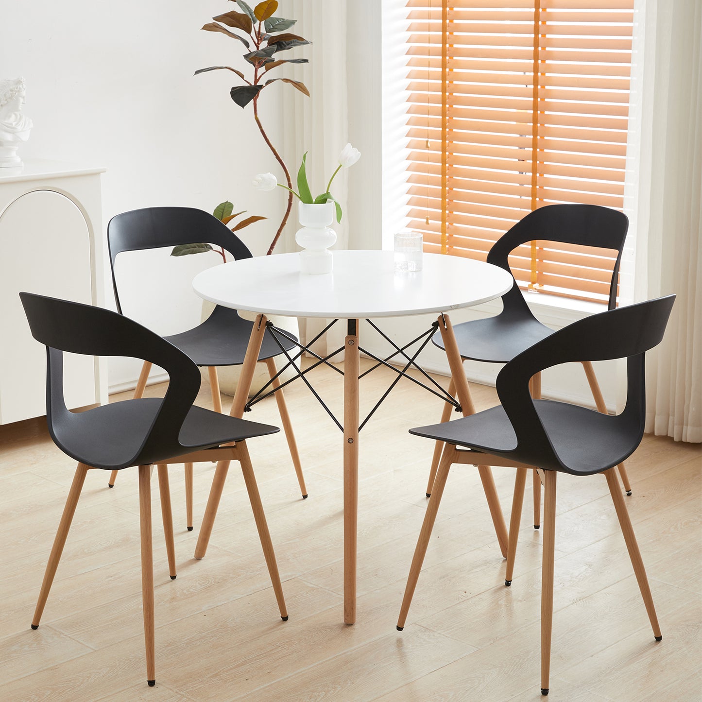 Nordicz Design eetkamerstoelen houten poten set 6 stuks - Design Meubelz