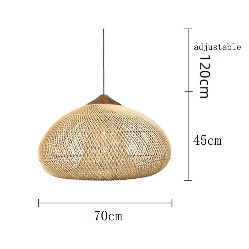 Japanse Rieten Hanglamp – Wabi-Sabi Stijl – Voor Woonkamer, Eetkamer & Keukeneiland