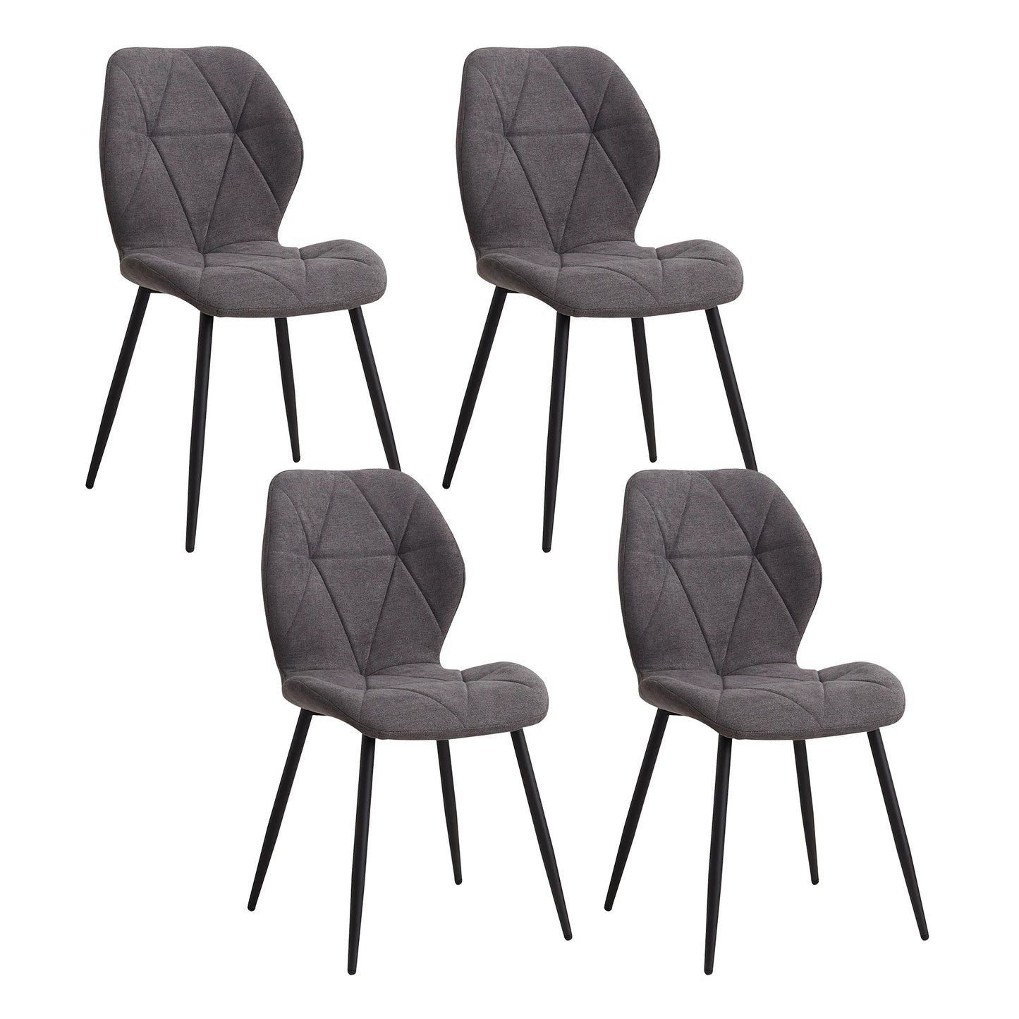 Set van 4 Moderne Eetkamerstoelen – Beklede Linnen Stoelen met Metalen Poten voor Keuken, Restaurant & Woonkamer