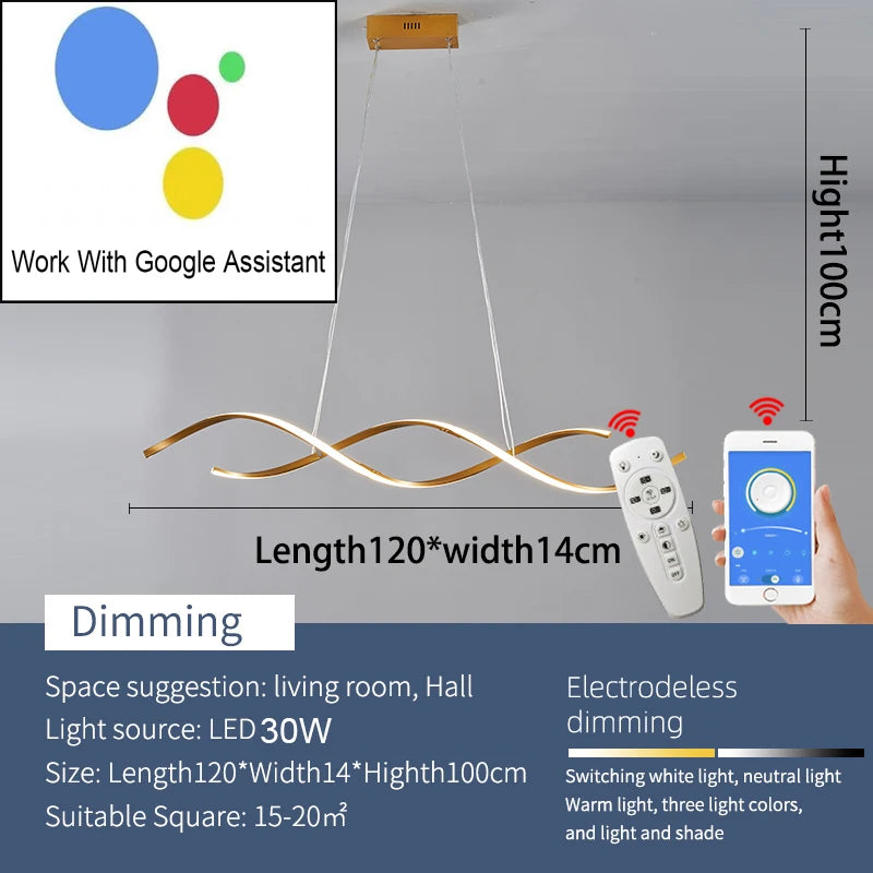 Moderne Slimme LED Kroonluchter – Dimbare Hanglamp – Compatibel met Alexa & Google Home