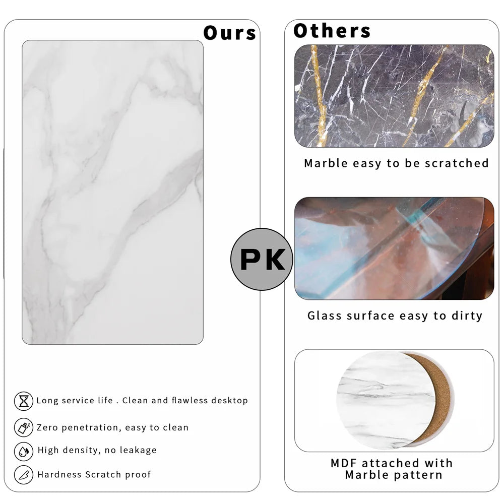 Moderne Ronde Bijzettafels – Set van 2 – Marmerlook & Gouden Metalen Onderstel