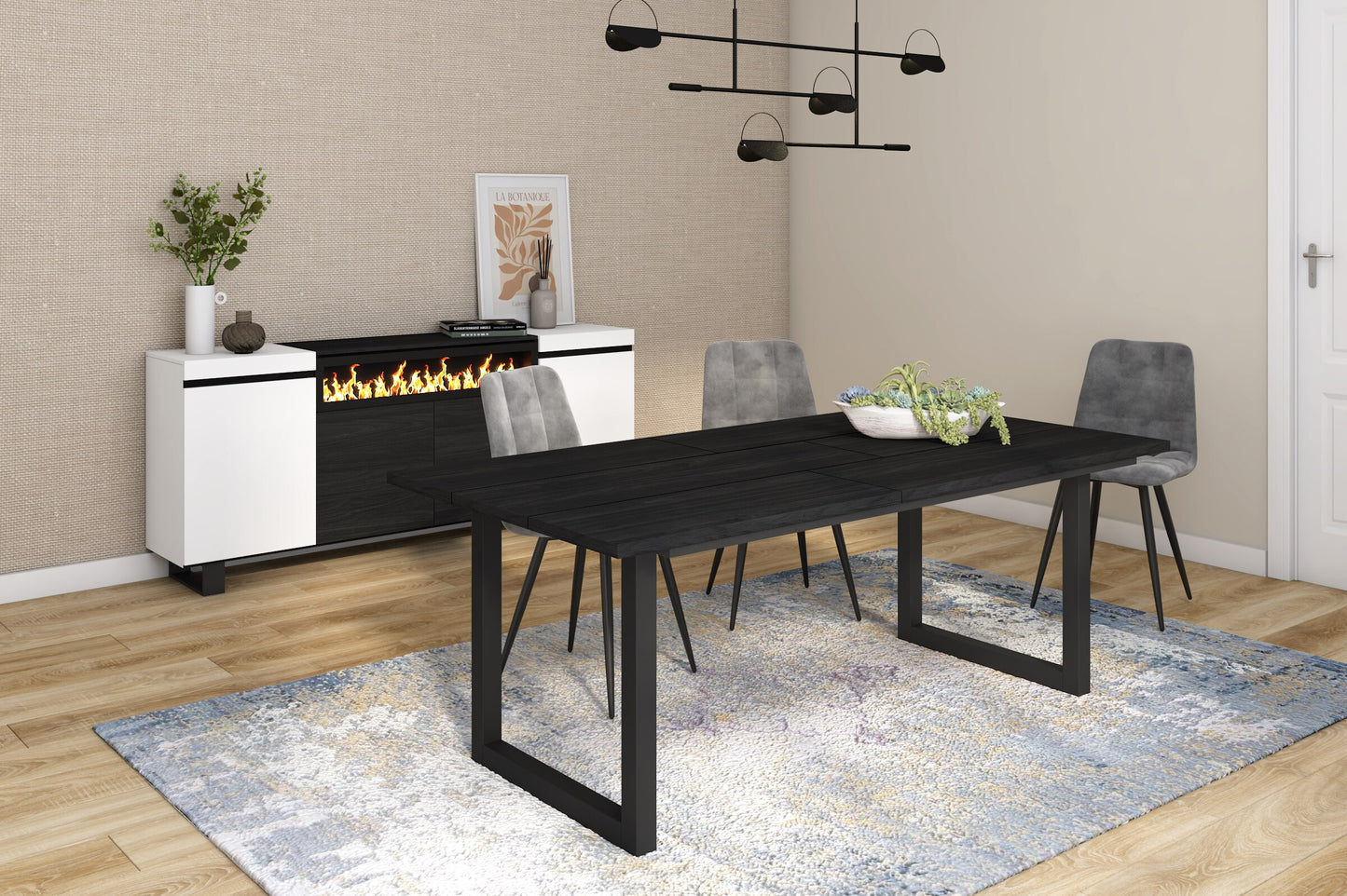 Nordicz Stål eetkamertafel zwart eikenhout u poot mat zwart - Design Meubelz