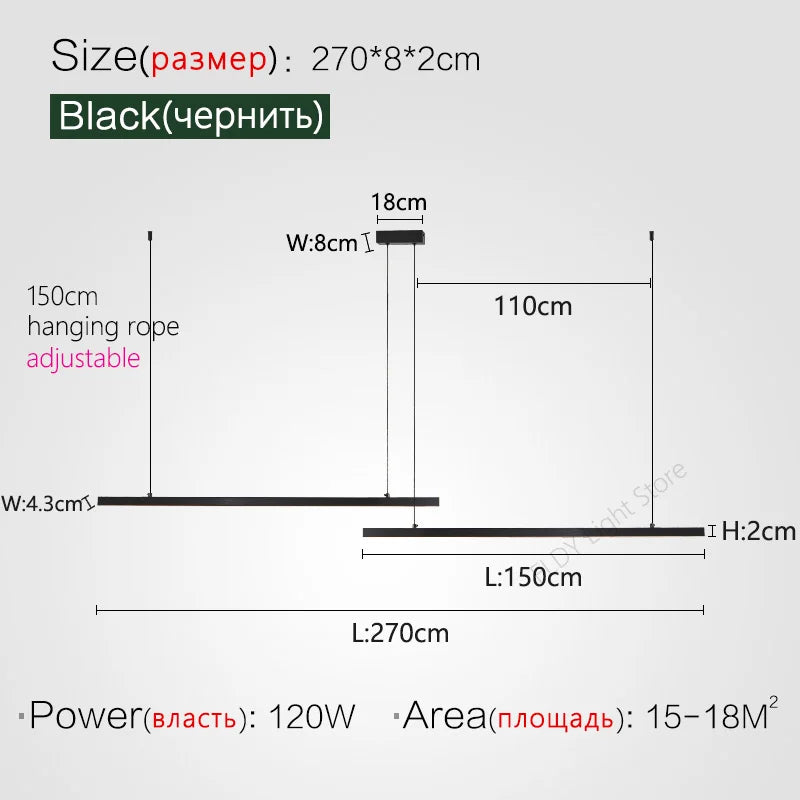 Nordic Minimalistische LED Hanglamp – Strakke Zwarte Kroonluchter – Voor Keuken, Eetkamer, Bar & Kantoor