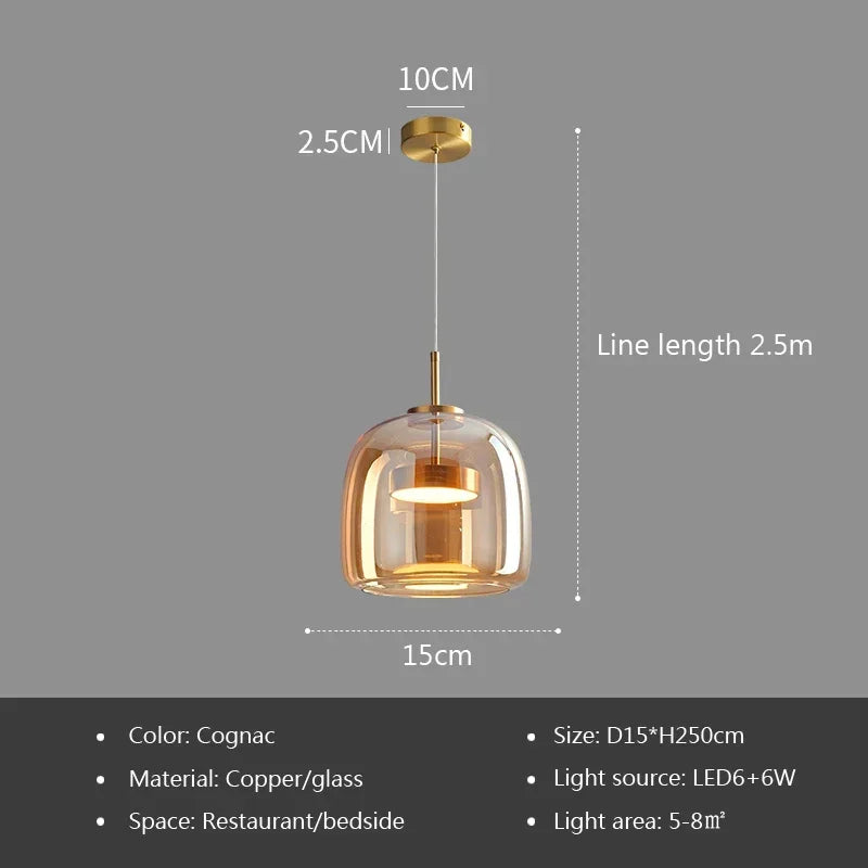 Luxe Glazen Hanglamp – Moderne LED Plafondlamp – Voor Slaapkamer, Woonkamer & Hotel