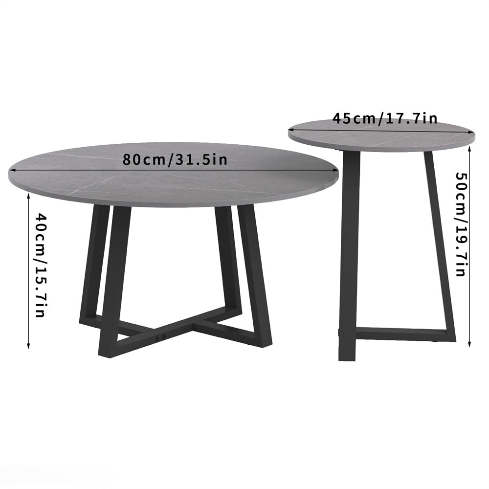 Nordicz Chic bijzettafel set natuursteen blad - Design Meubelz