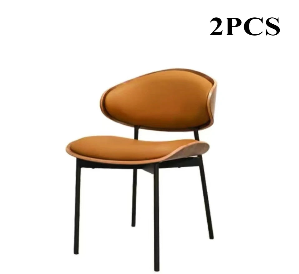 Echte Leren Eetkamerstoelen – Set van 2 of 1 | Mid-Century Moderne Design | Zwart Walnoot Buighout