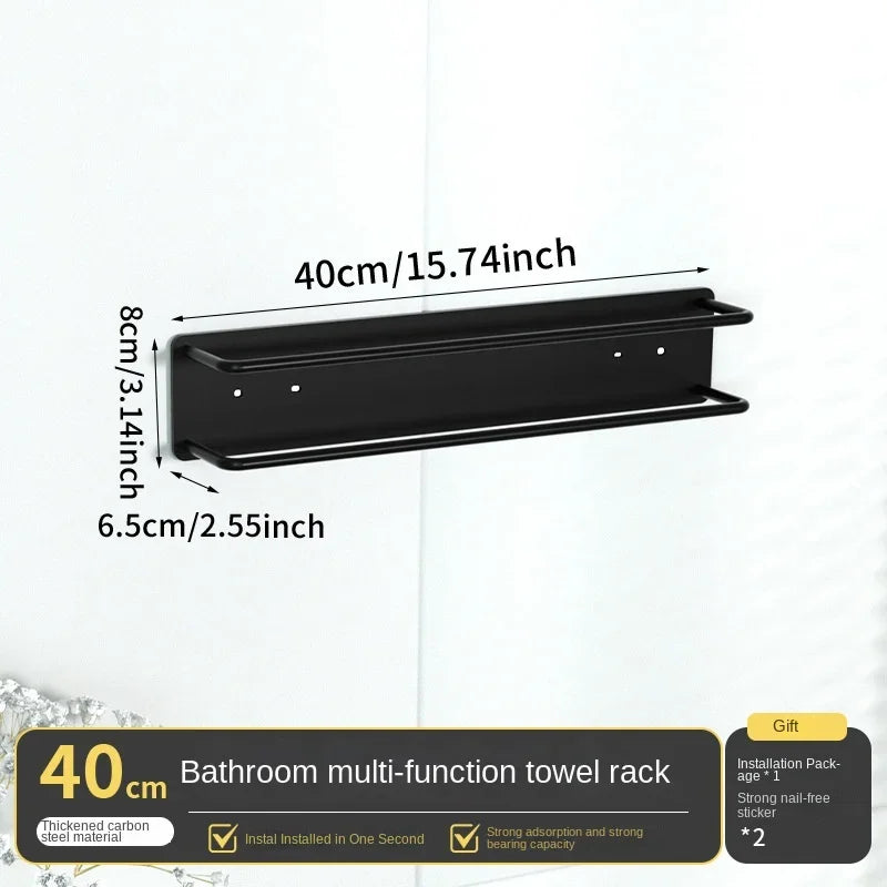 Aluminium Handdoekrek – Zonder Boren – Verstelbare Muurbevestiging voor Badkamer & Keuken