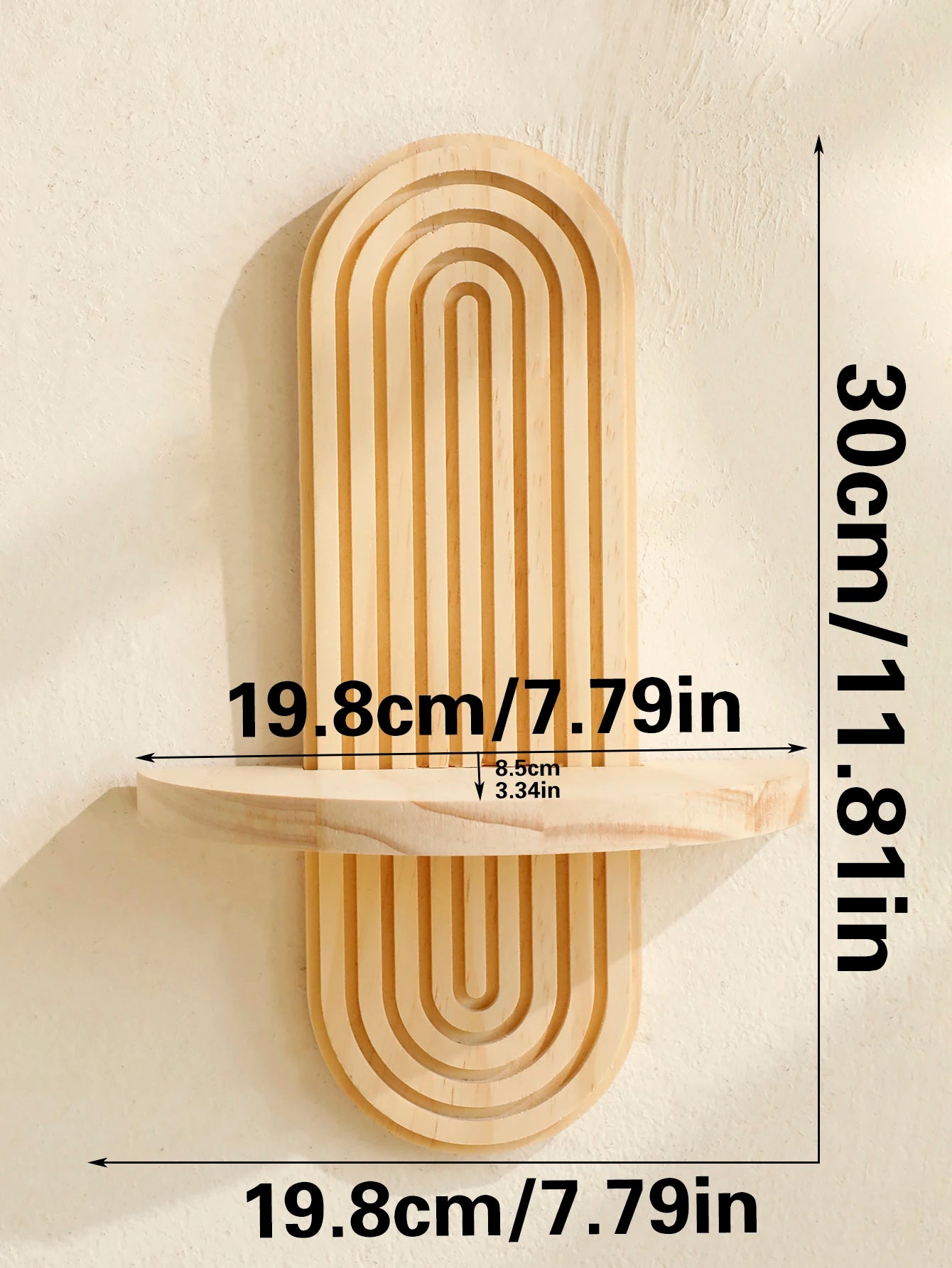 Boho Stijl Houten Wandplank – Geometrisch Design – Moderne Wanddecoratie & Plantenhouder