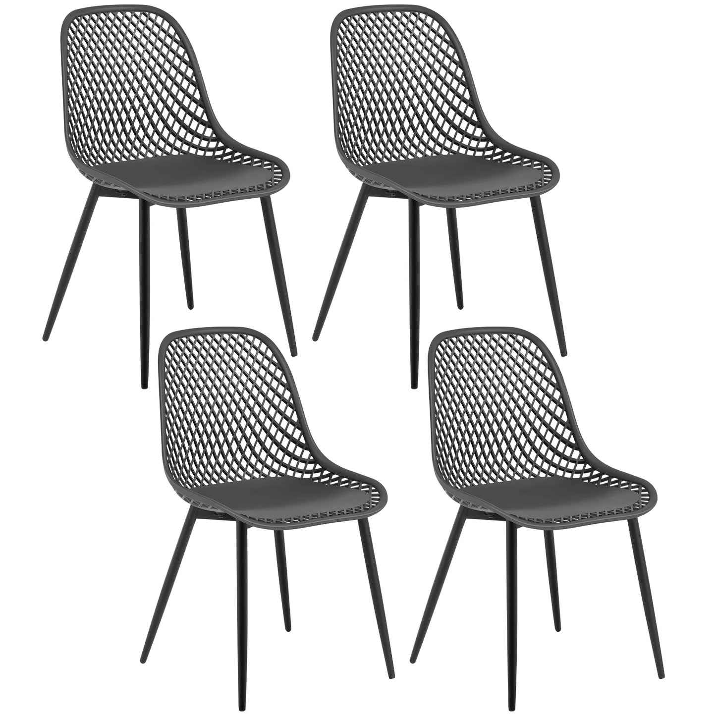 Set van 4 Scandinavische Eetkamerstoelen – Moderne Kuipstoelen met Metalen Poten