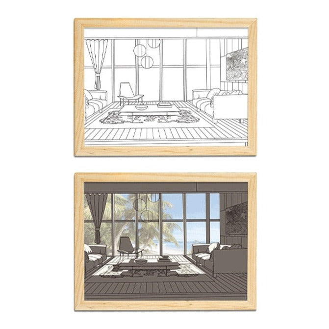 Lichtgevend schilderij houten lijst - Design Meubelz