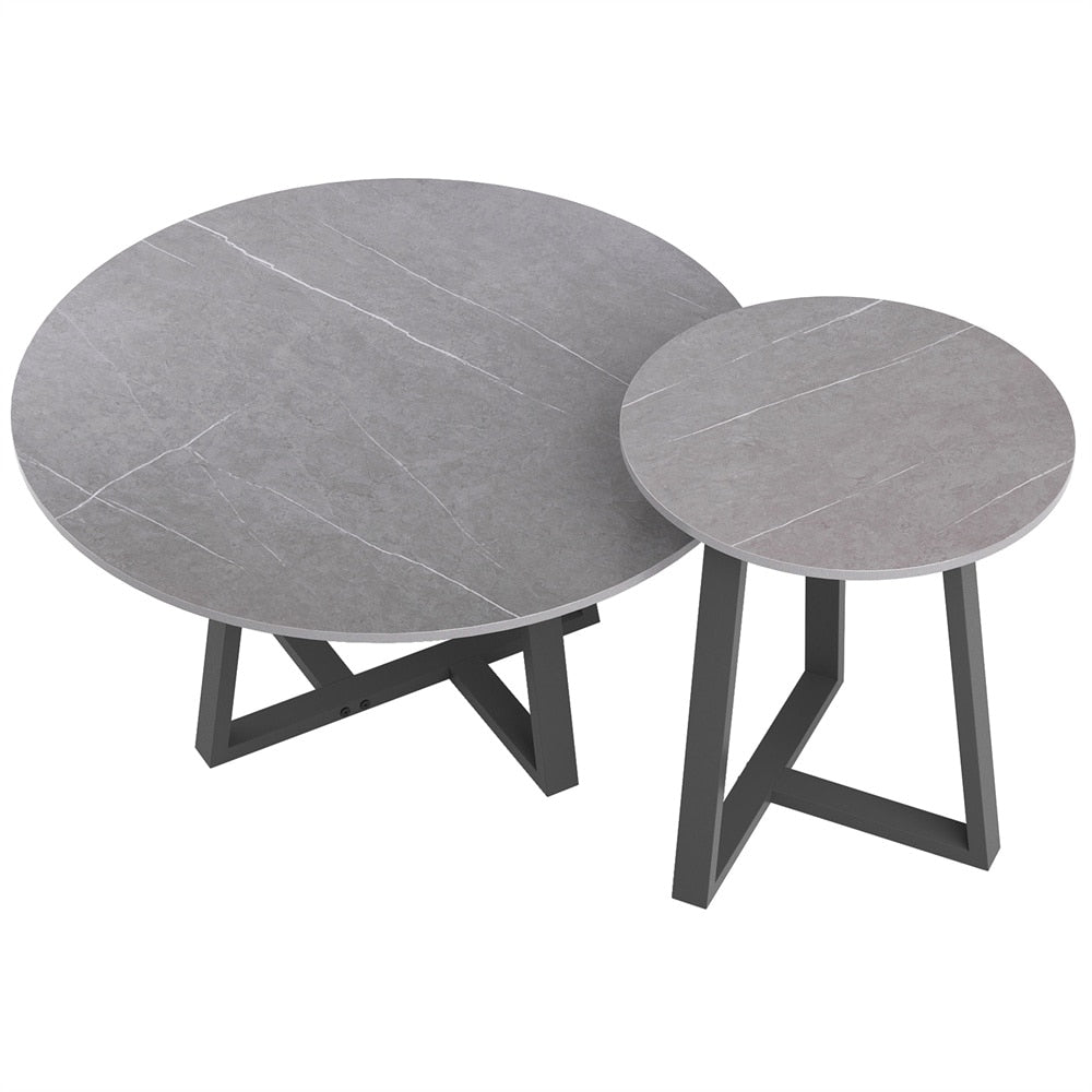 Nordicz Chic bijzettafel set natuursteen blad - Design Meubelz
