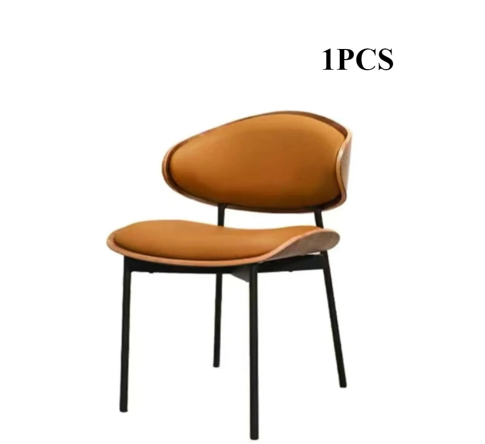 Echte Leren Eetkamerstoelen – Set van 2 of 1 | Mid-Century Moderne Design | Zwart Walnoot Buighout