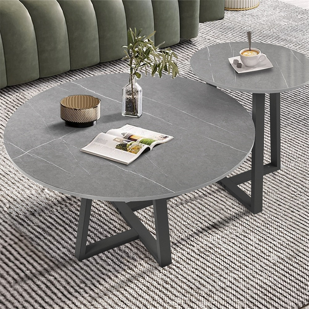 Nordicz Chic bijzettafel set natuursteen blad - Design Meubelz