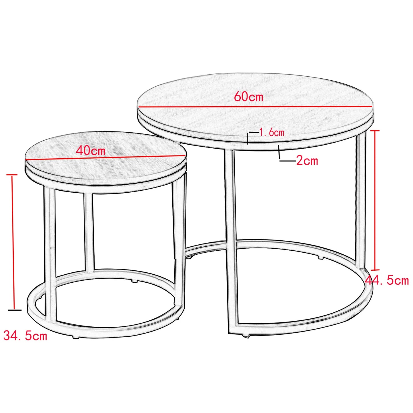 Salontafel 2-delig wit marmer met goud - Design Meubelz