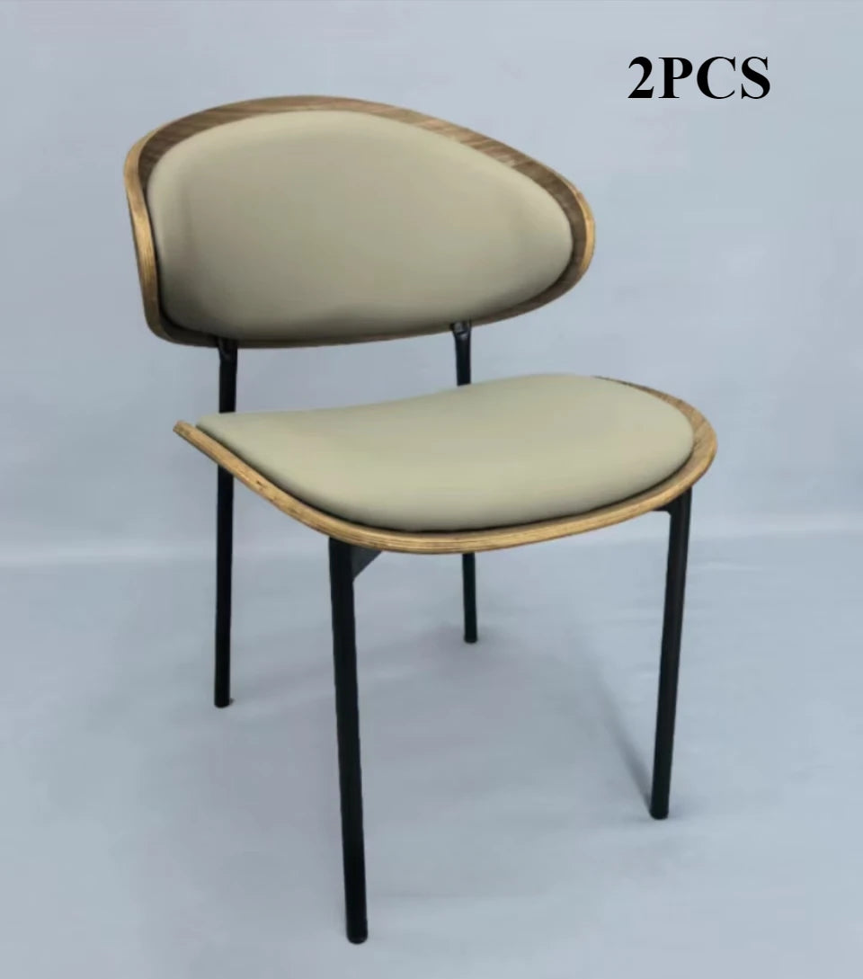 Echte Leren Eetkamerstoelen – Set van 2 of 1 | Mid-Century Moderne Design | Zwart Walnoot Buighout