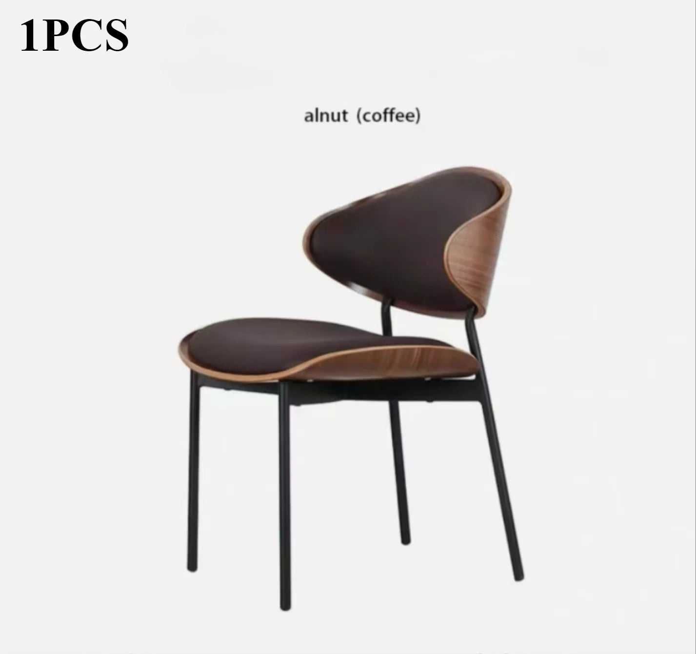 Echte Leren Eetkamerstoelen – Set van 2 of 1 | Mid-Century Moderne Design | Zwart Walnoot Buighout