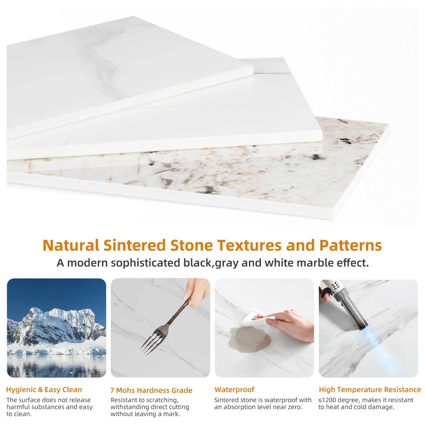 Moderne Console Tafel – 120 cm Sintered Stone Haltafel – Smalle Sidetable met Metalen Onderstel