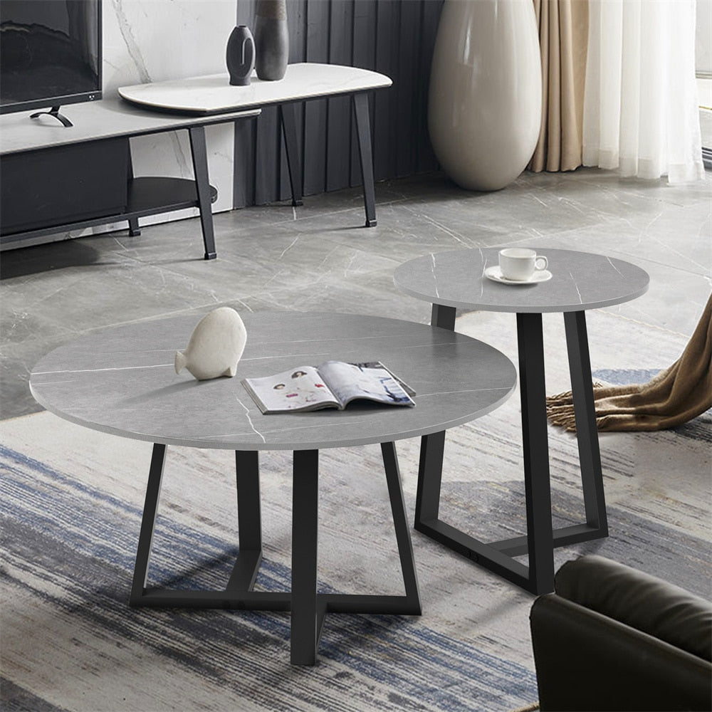 Nordicz Chic bijzettafel set natuursteen blad - Design Meubelz