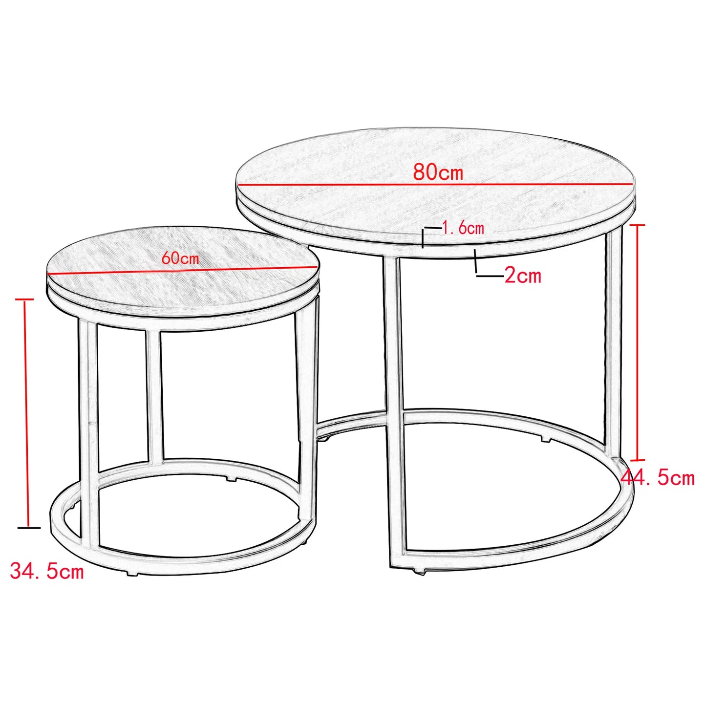 Bijzettafel 2-delig set gehard glas goud - Design Meubelz