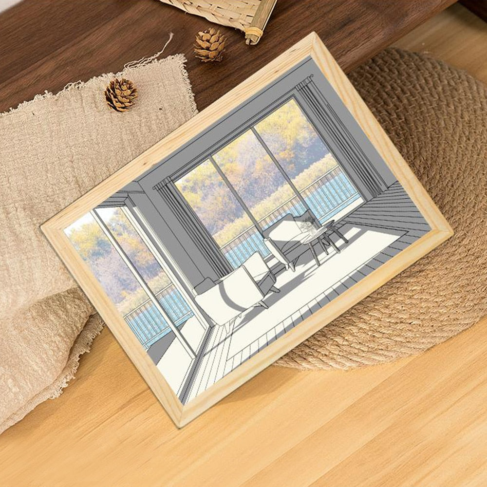 Lichtgevend schilderij houten lijst - Design Meubelz