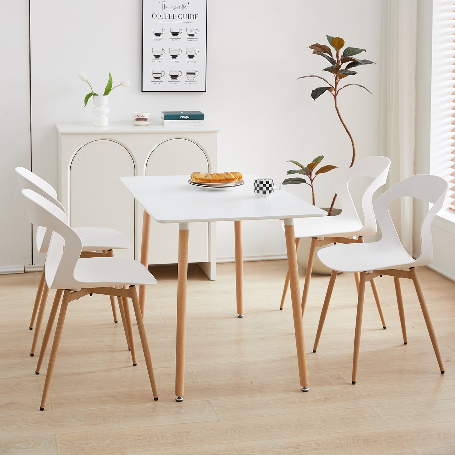 Nordicz Design eetkamerstoelen houten poten set 6 stuks - Design Meubelz