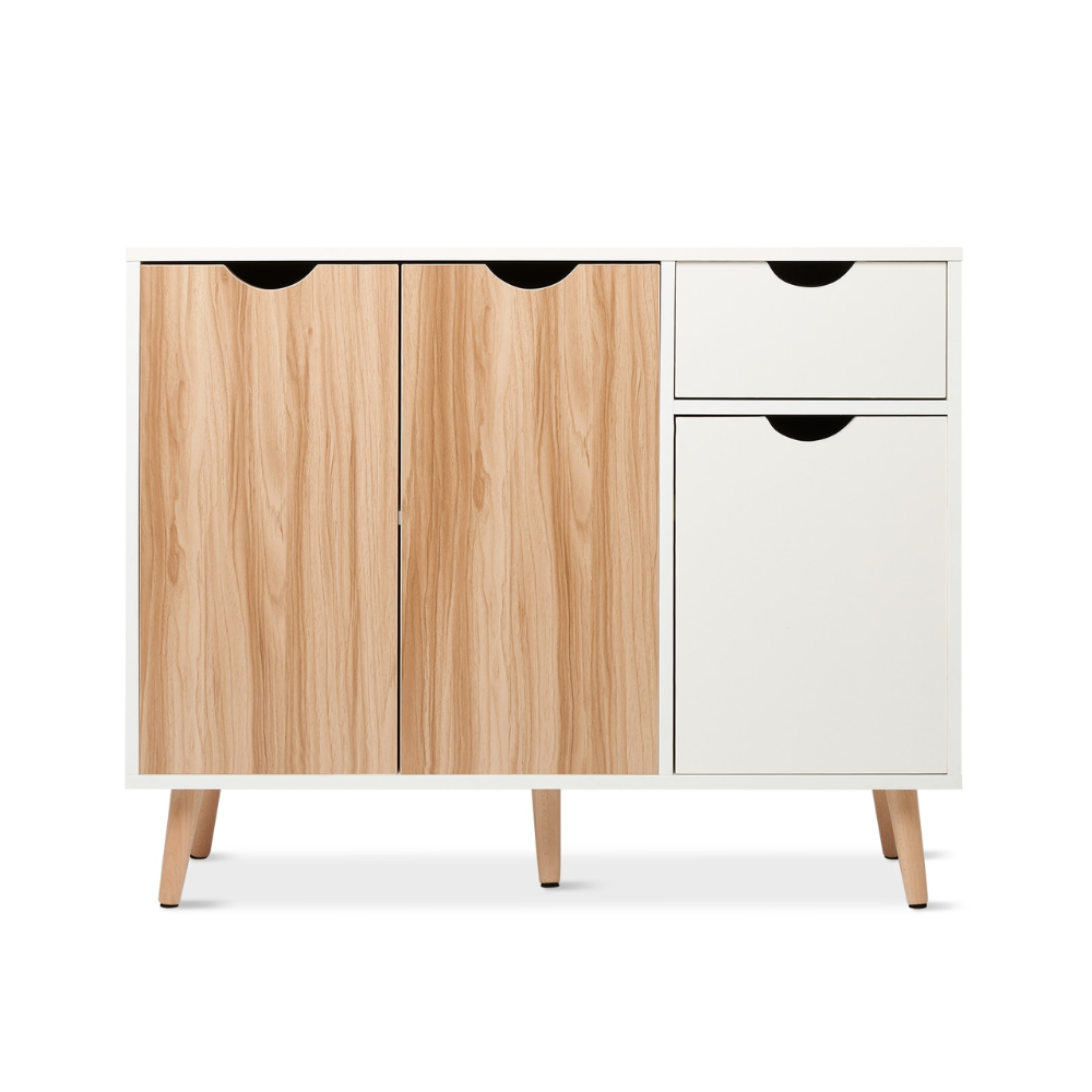 Nordicz Trä opbergkast 90 cm eiken wit - Design Meubelz