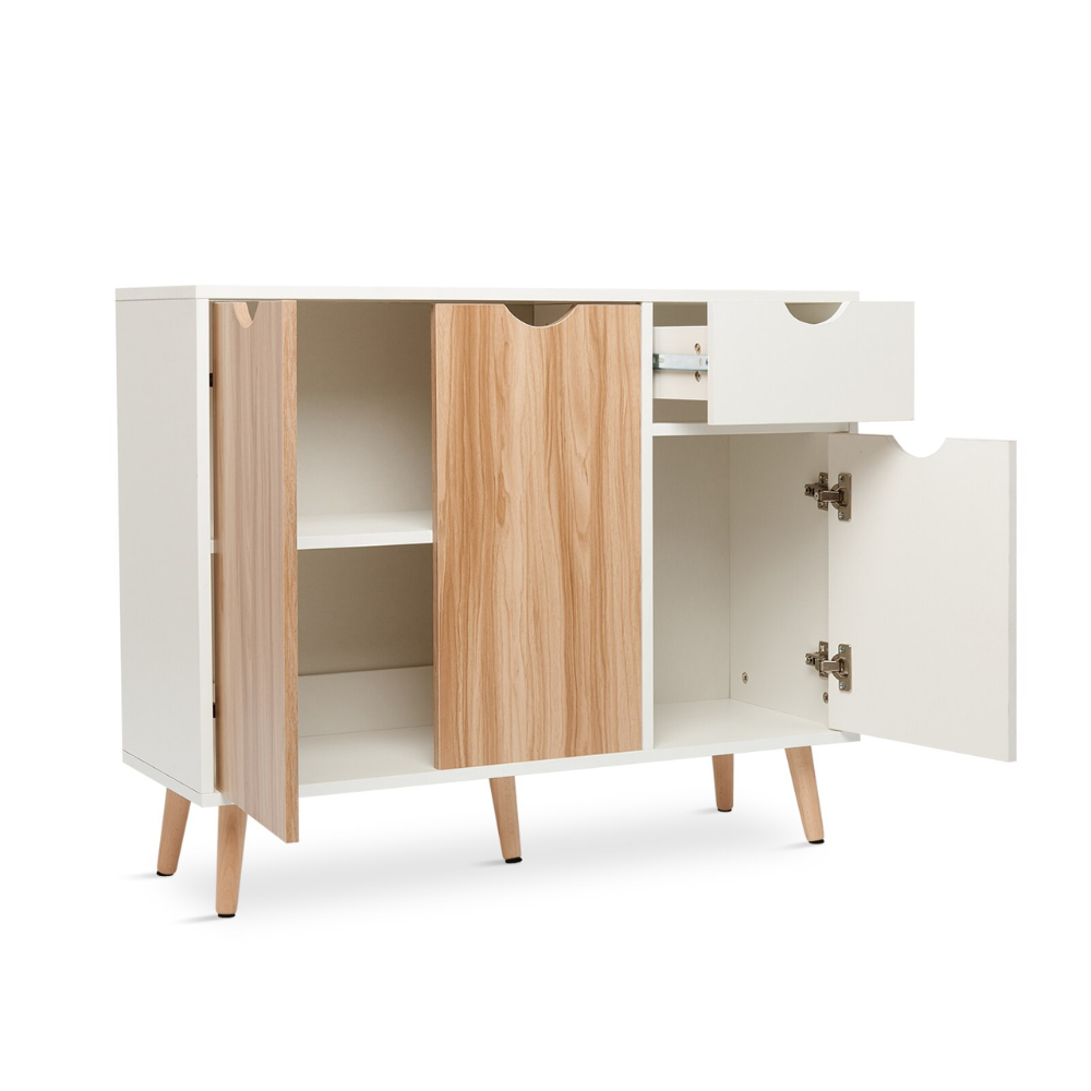 Nordicz Trä opbergkast 90 cm eiken wit - Design Meubelz