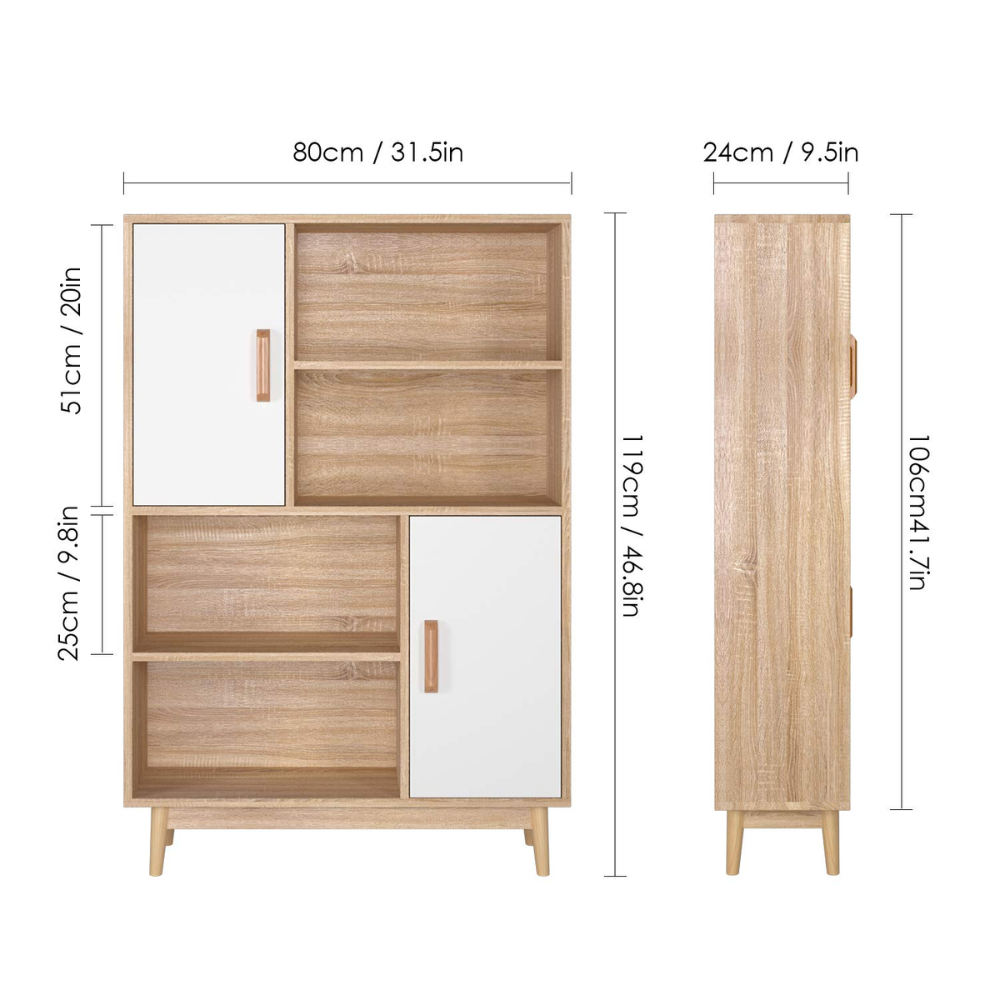 Nordicz Trä opbergkast 120 cm eiken wit - Design Meubelz