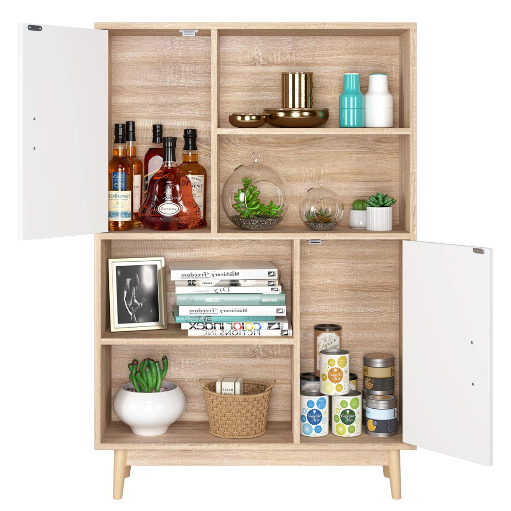 Nordicz Trä opbergkast 120 cm eiken wit - Design Meubelz