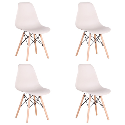 Nordicz Trä kuip eetkamerstoelen set houten onderstel 4 stuks - Design Meubelz