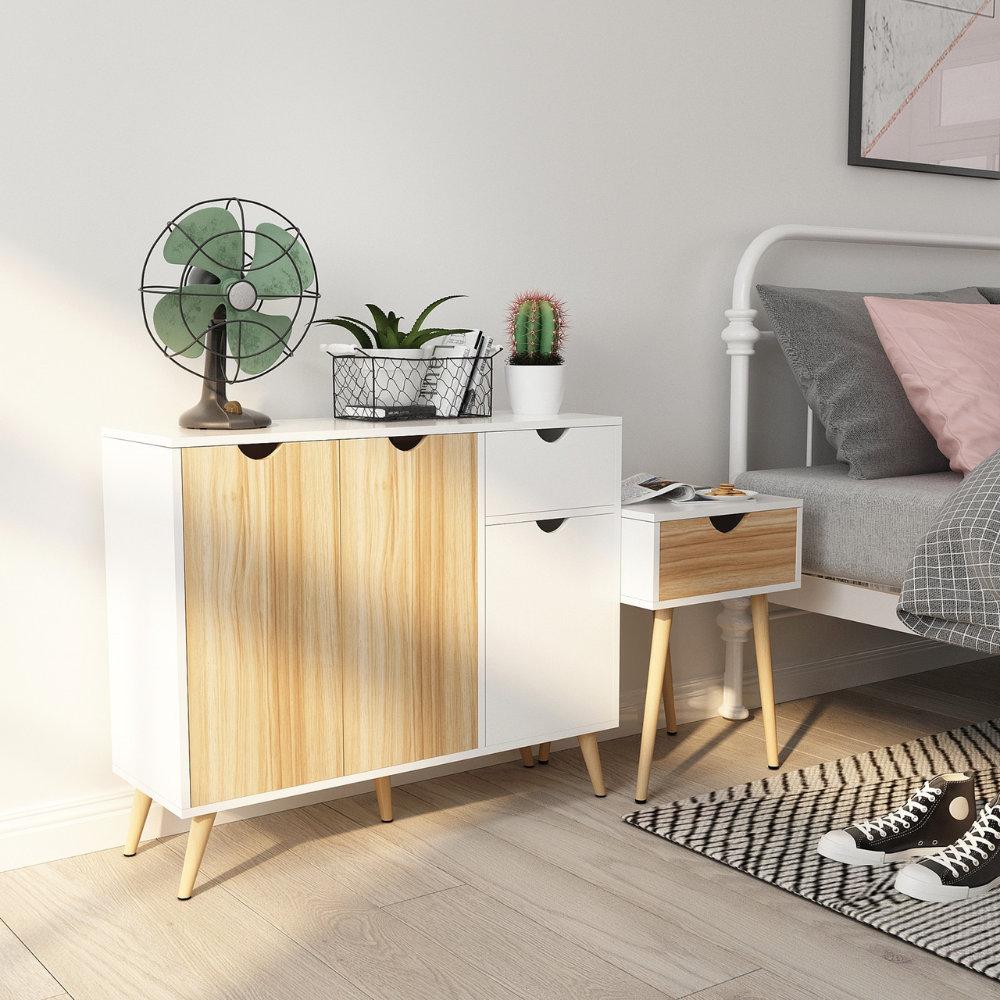Nordicz Trä opbergkast 90 cm eiken wit - Design Meubelz