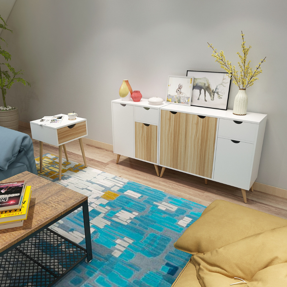 Nordicz Trä opbergkast 90 cm eiken wit - Design Meubelz