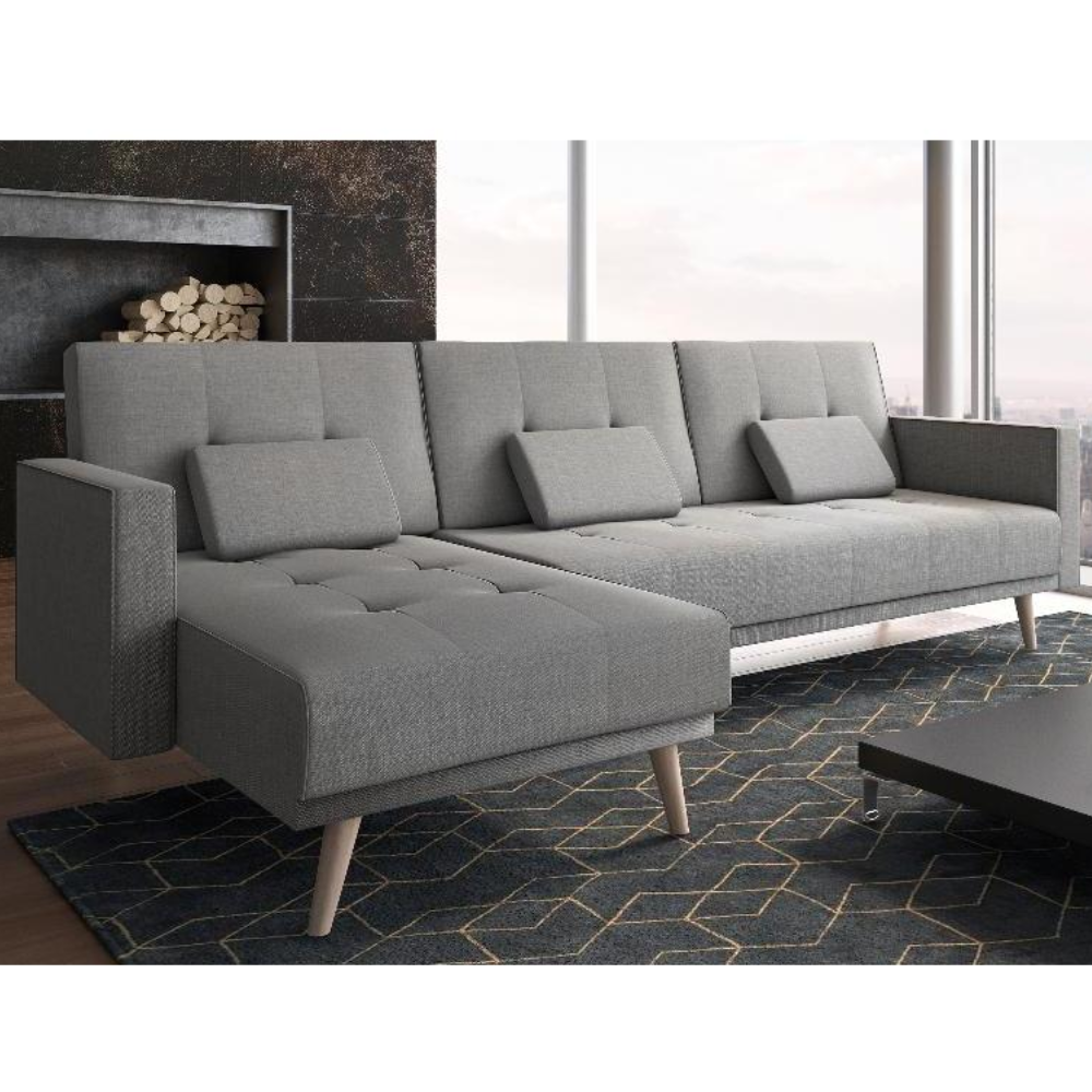 Nordicz Trä 3-zits slaapbank 267 cm grijs - Design Meubelz