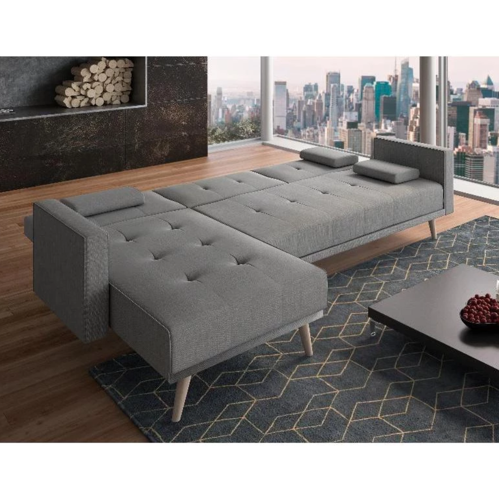 Nordicz Trä 3-zits slaapbank 267 cm grijs - Design Meubelz