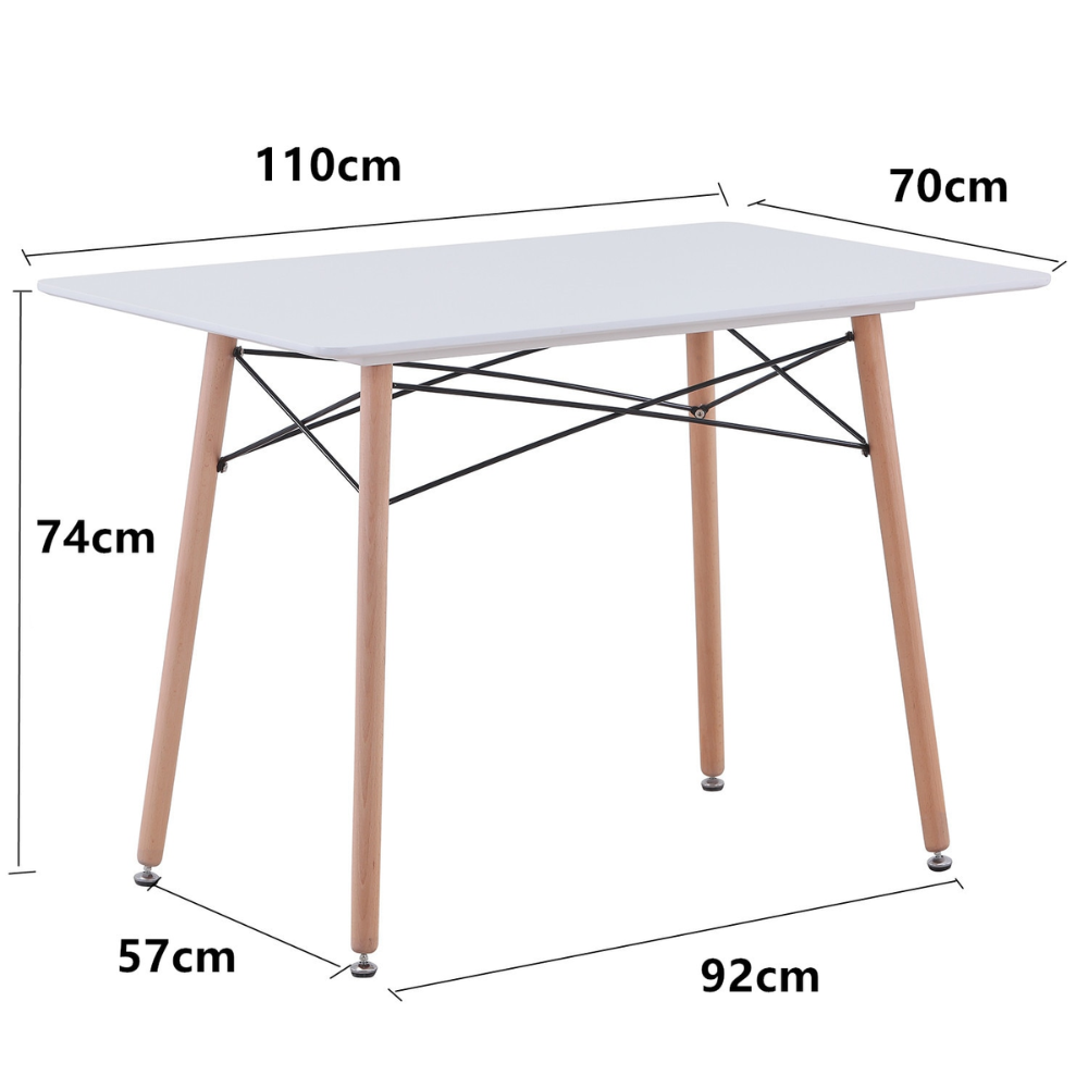 Nordicz Trä rechthoekige eettafel houten onderstel wit - Design Meubelz