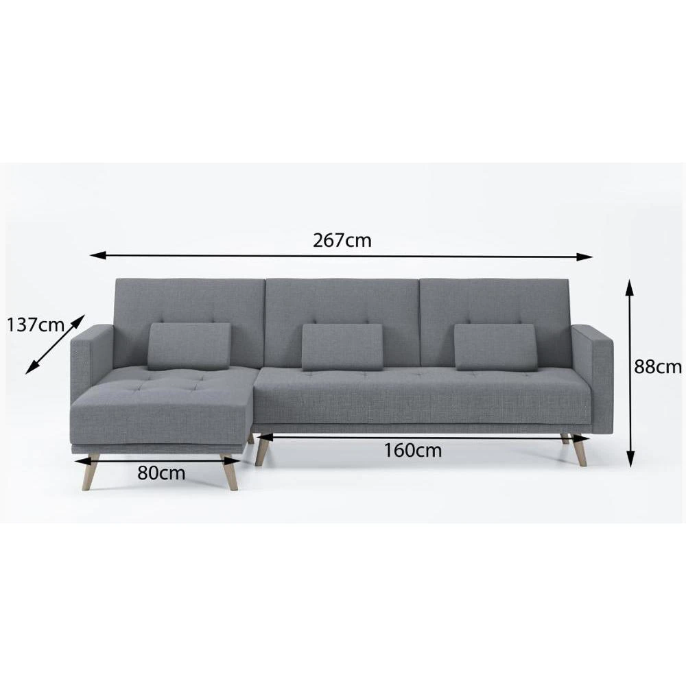 Nordicz Trä 3-zits slaapbank 267 cm grijs - Design Meubelz
