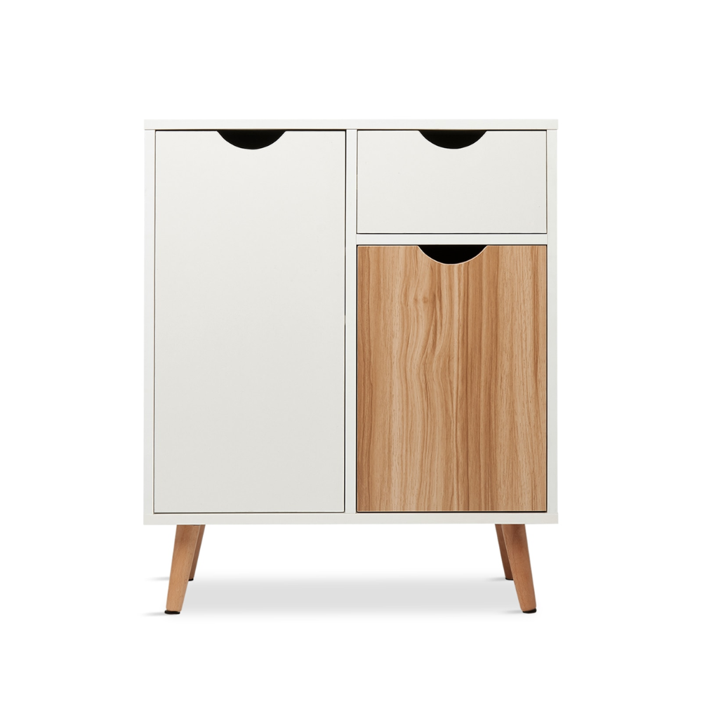Nordicz Trä opbergkast 73 cm met la eiken wit - Design Meubelz