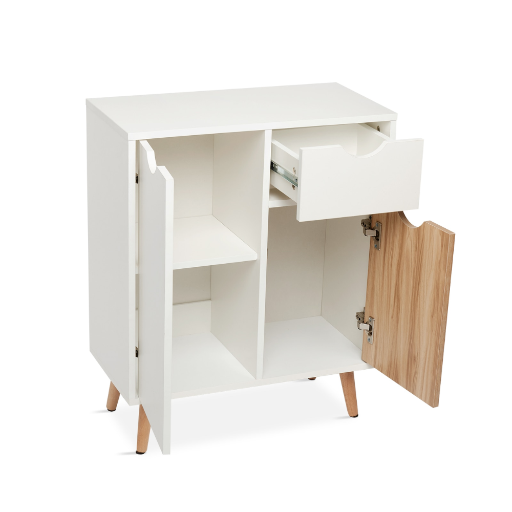 Nordicz Trä opbergkast 73 cm met la eiken wit - Design Meubelz