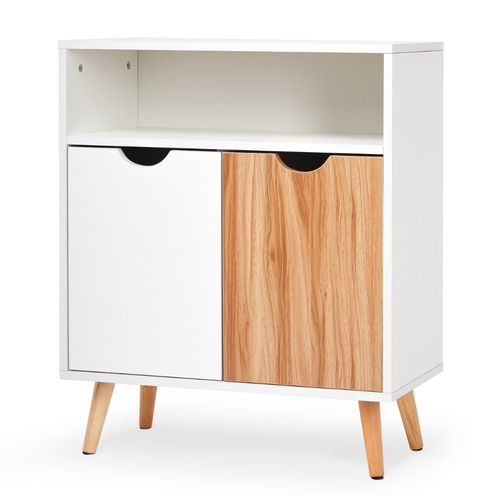 Nordicz Trä opbergkast 73 cm met la eiken wit - Design Meubelz