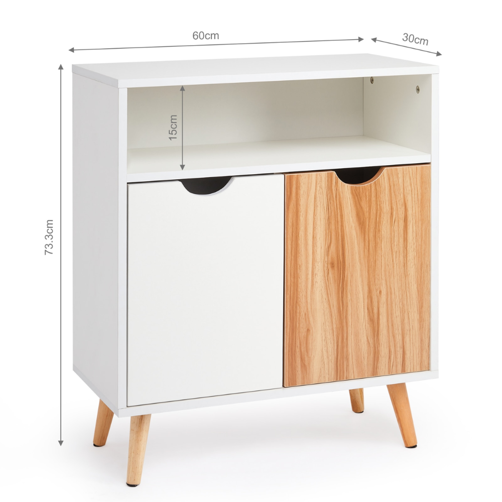 Nordicz Trä opbergkast 73 cm zonder la eiken wit - Design Meubelz