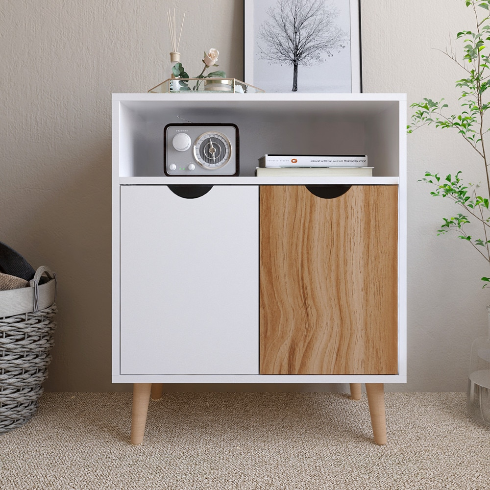 Nordicz Trä opbergkast 73 cm zonder la eiken wit - Design Meubelz
